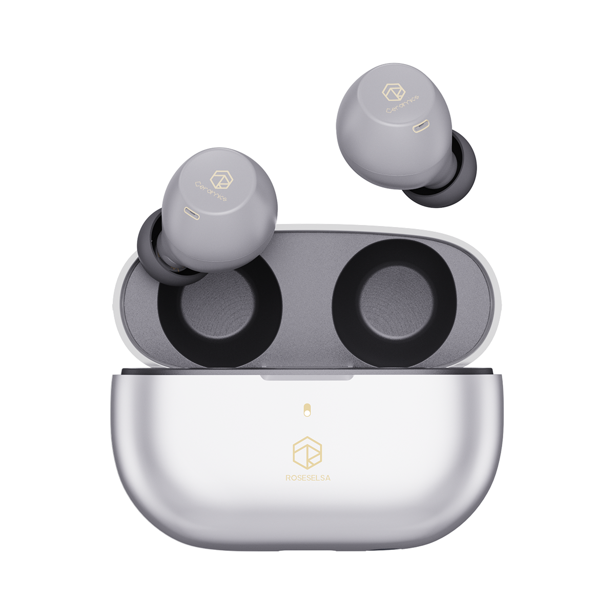 ROSESELSA CERAMICS X True Wireless Stereo Earbuds, ANC Headphones 4 HD Mics, IP54, Anti-Wind Earphones, LDAC, 40H Game Mode