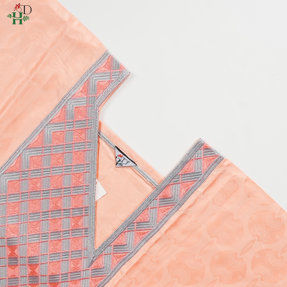 H&D African Clothing For Men Traditional Bazin Riche Embroidery Design Top Long Sleeve Pink 3 Piece Set Muslim Abaya Thobe 2025