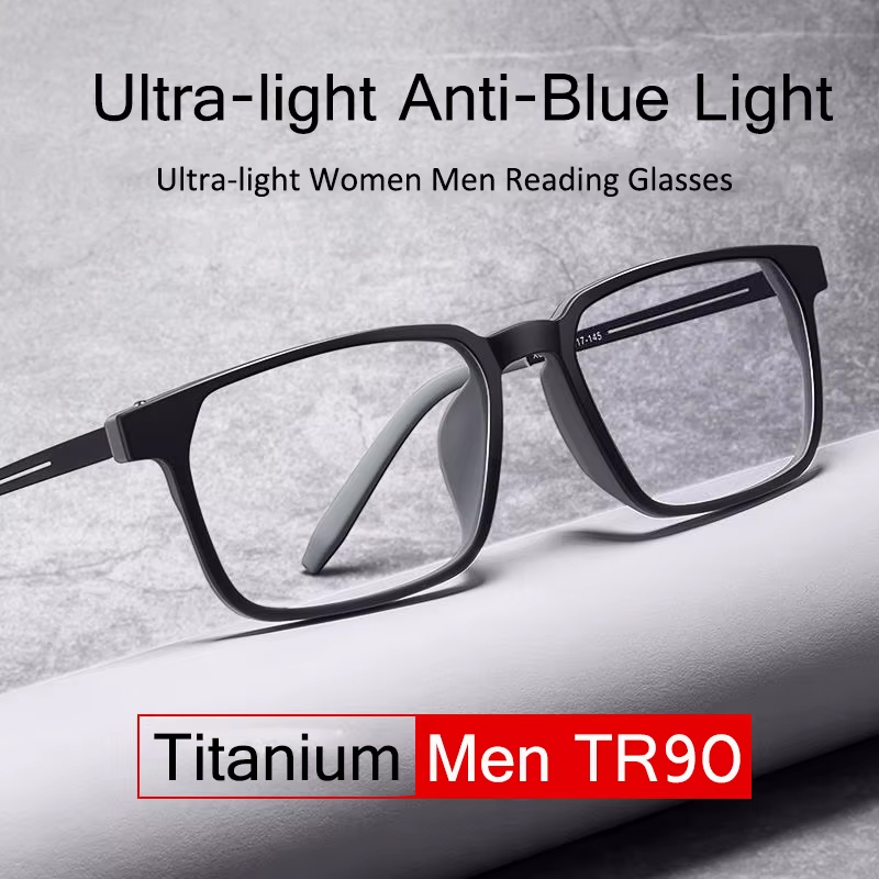 Customizable Pure Titanium Reading Glasses Men Women TR90 Anti-Blue Ray Full frame Computer Spectacles Diopter +1.0 +4.0