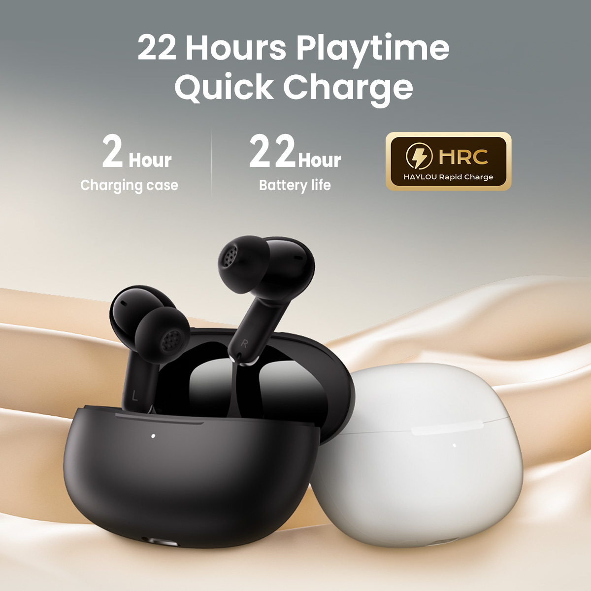 HAYLOU HQ5 ANC Wireless Earphones Bluetooth 6.0 Noise Cancellation Headphones -28dB Fast Charge Earbuds 4 Mic Sports Headset