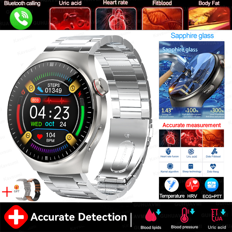 2025 New For XIAOMI Accurate Blood Lipid Uric Acid Smart Watch Men Women ECG+PPG Blood pressure Bluetooth call Health Smartwatch