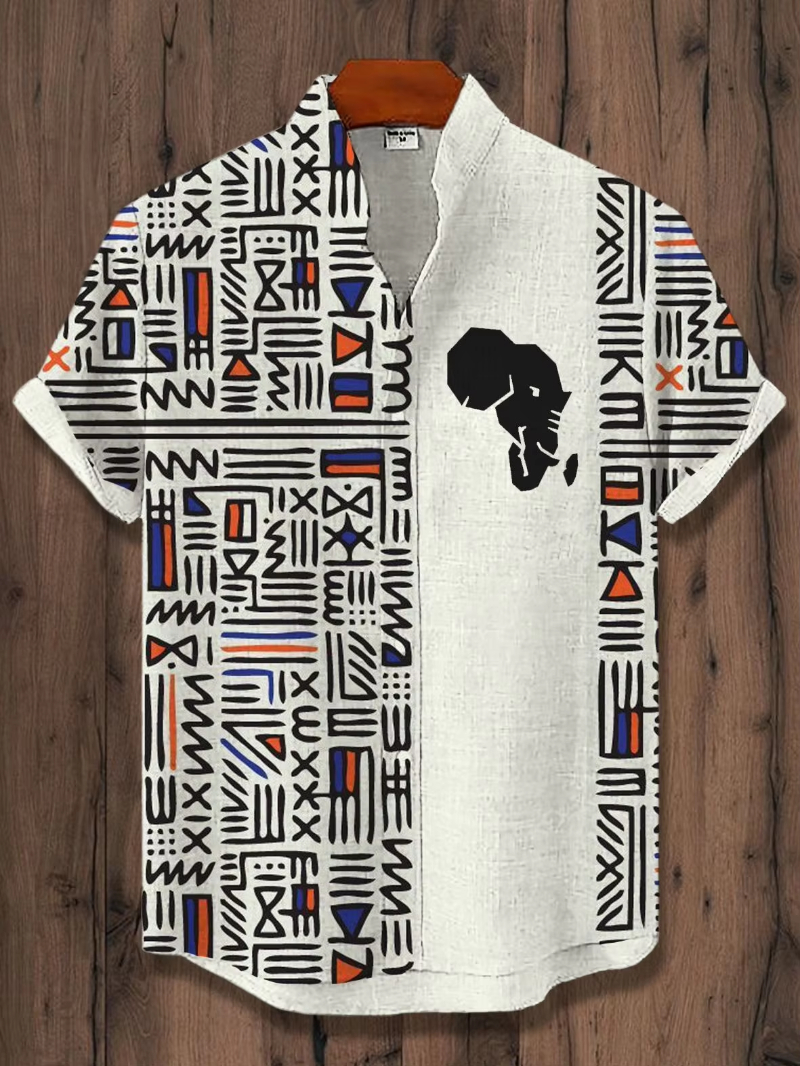 Vintage African Style Men's Shirts Ethnic Tribal Short Sleeve Shirts Tops Fashion Casual Vacation Button Down Blouse 2025 New