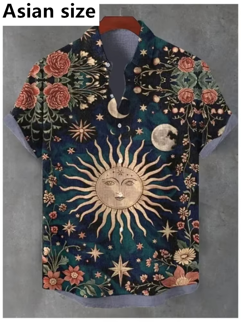 Vintage African Style 3D Printed Men's Retro Ethnic Tribal Short Sleeve Shirts Fashion Casual Vacation Streetwear Men's Shirts