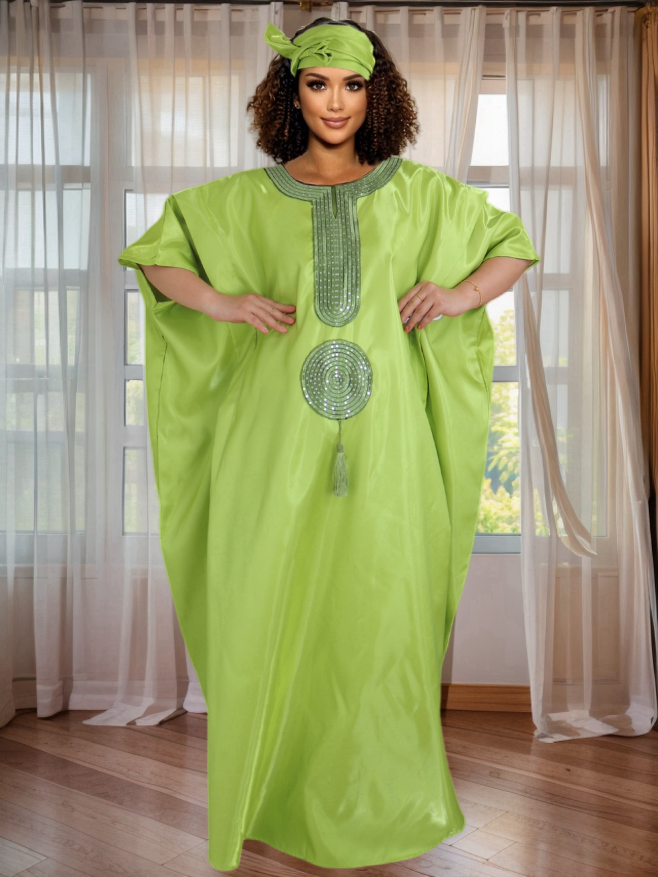 Floral Embroidered Dress Plus Size African Party Dresses for Women Loose Oversize Sundress Robe