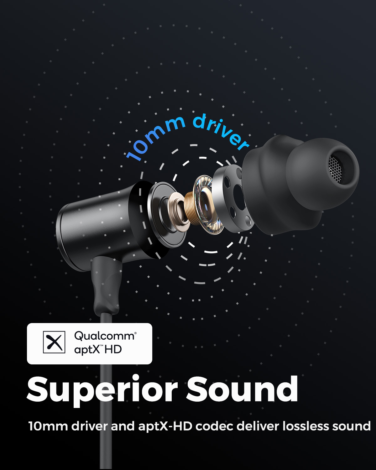 SoundPEATS Q30 HD+ Bluetooth Headphones aptX-HD in-Ear Stereo Wireless V5.2 Magnetic Earphones IPX5 Sweatproof Earbuds with Mic