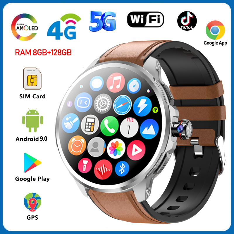 5G/4G Full Netcom 8GB+128GB RAM Smart Watch 1.95 inch 720*720 AMOLED 2100mah Battery 900W Camera GPS WIFI Google APPS Smartwatch