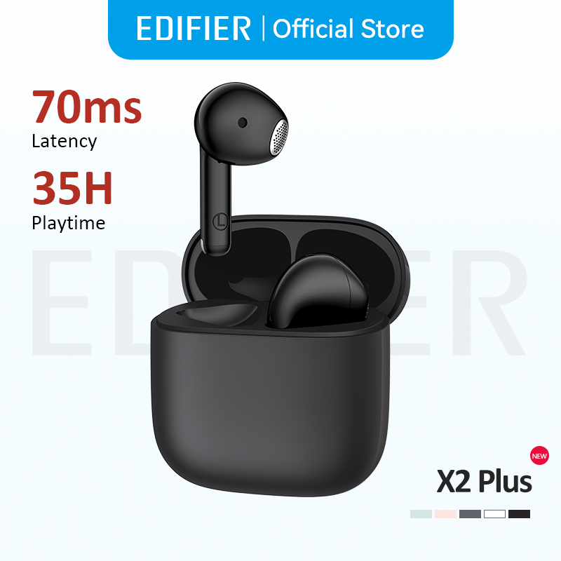 Edifier X2 Plus True Wireless Earbuds TWS Bluetooth Earphone 70ms Low Latency Bluetooth V6.0 IP54 Waterproof 35Hrs Playtime