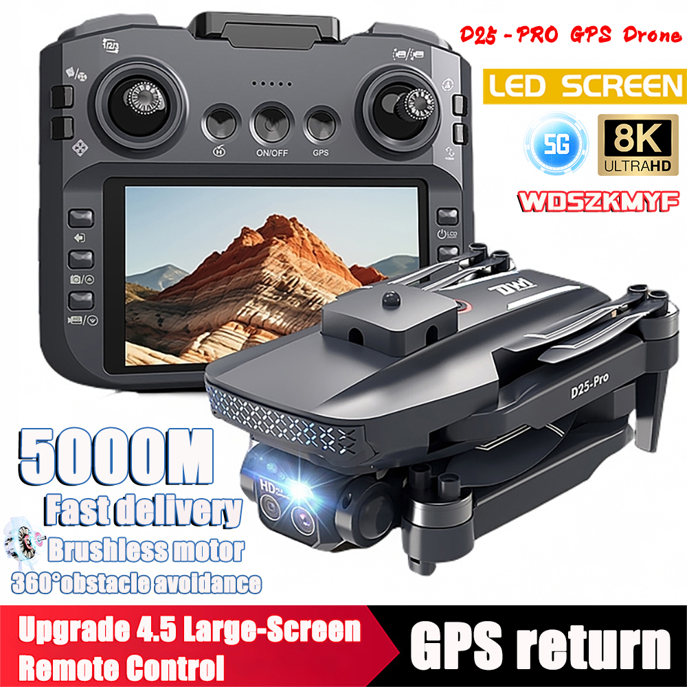 New Drone 8K Professional GPS HD Camera Drones 5G WIFI FPV Video 4k UAV 4.5 Inch Large Screen Remote Control RC Dron D25 PRO MAX
