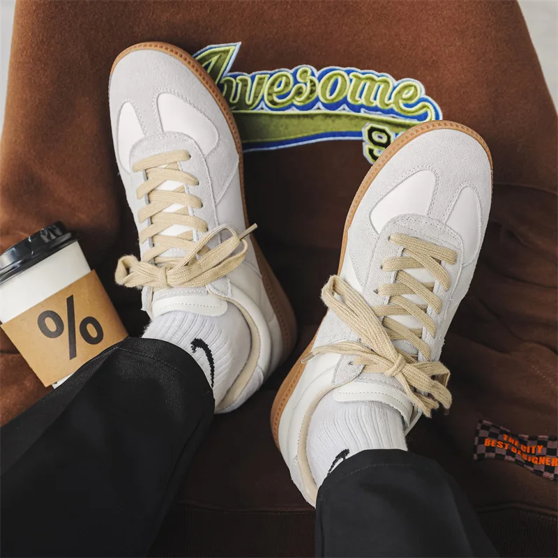 Margiela Trendy Soft-soled Anti-slip Cowhide Casual Men's Shoes Versatile Streetwear Leather Sneakers Summer-ready For Men