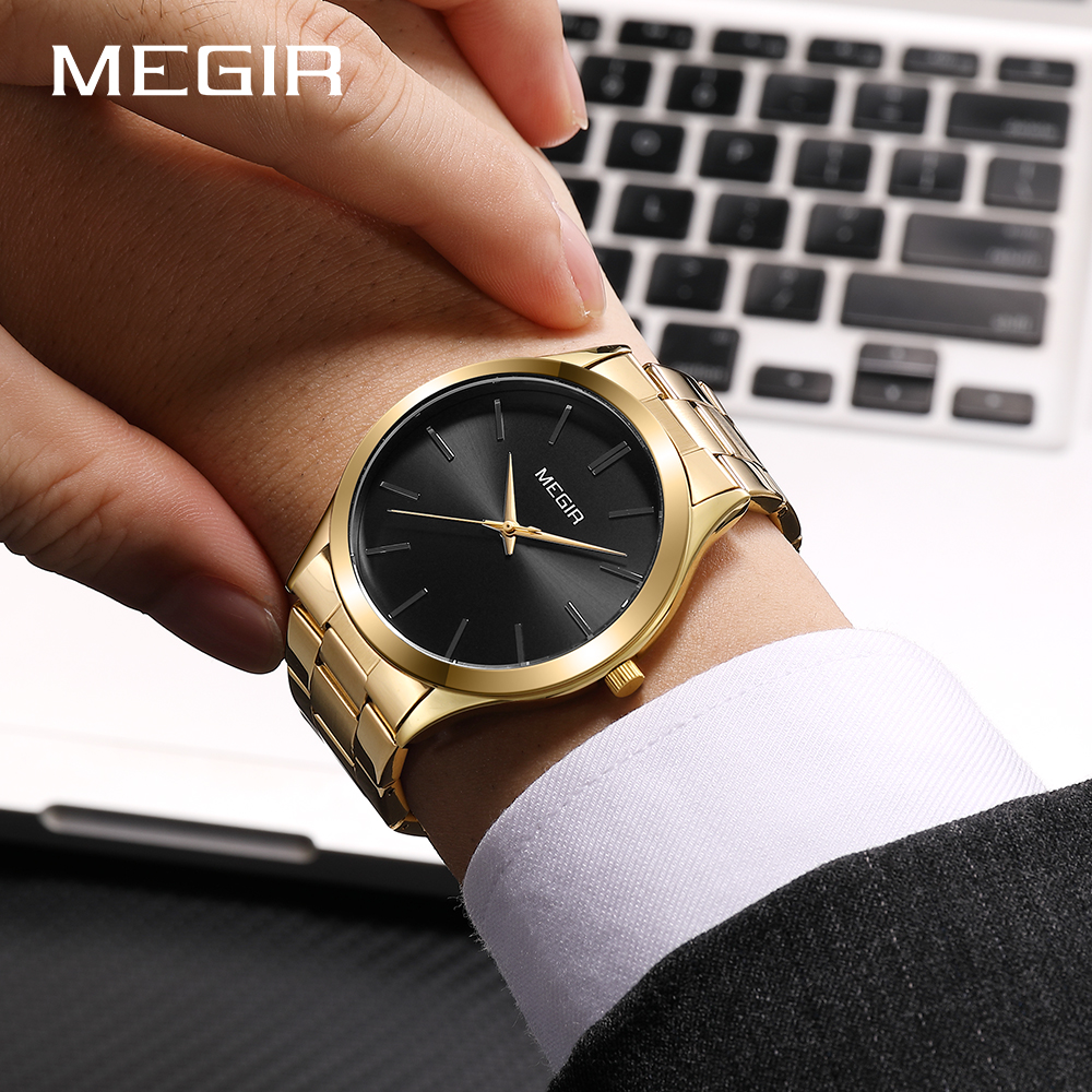 MEGIR Business Luxury Men's Watches Stainless Steel Luminous Waterproof Man Wristwatch Fashion Casual Men Quartz Watch Reloj
