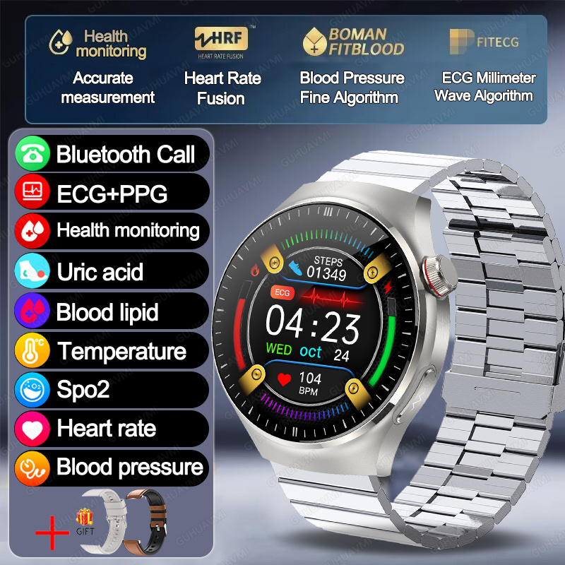 2025 New GT5 Pro Micro examination Health SmartWatch Sapphire AMOLED Screen ECG+PPG Blood fat Uric acid Organ monitor smartwatch
