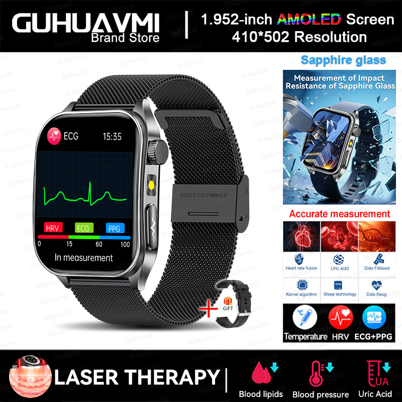 2025 New AI-GPT  Diagosis ECG Health Smart Watch Men Blood Pressure Lipid Uric Acid  Intelligent Q&A Health smart bracelet  Men