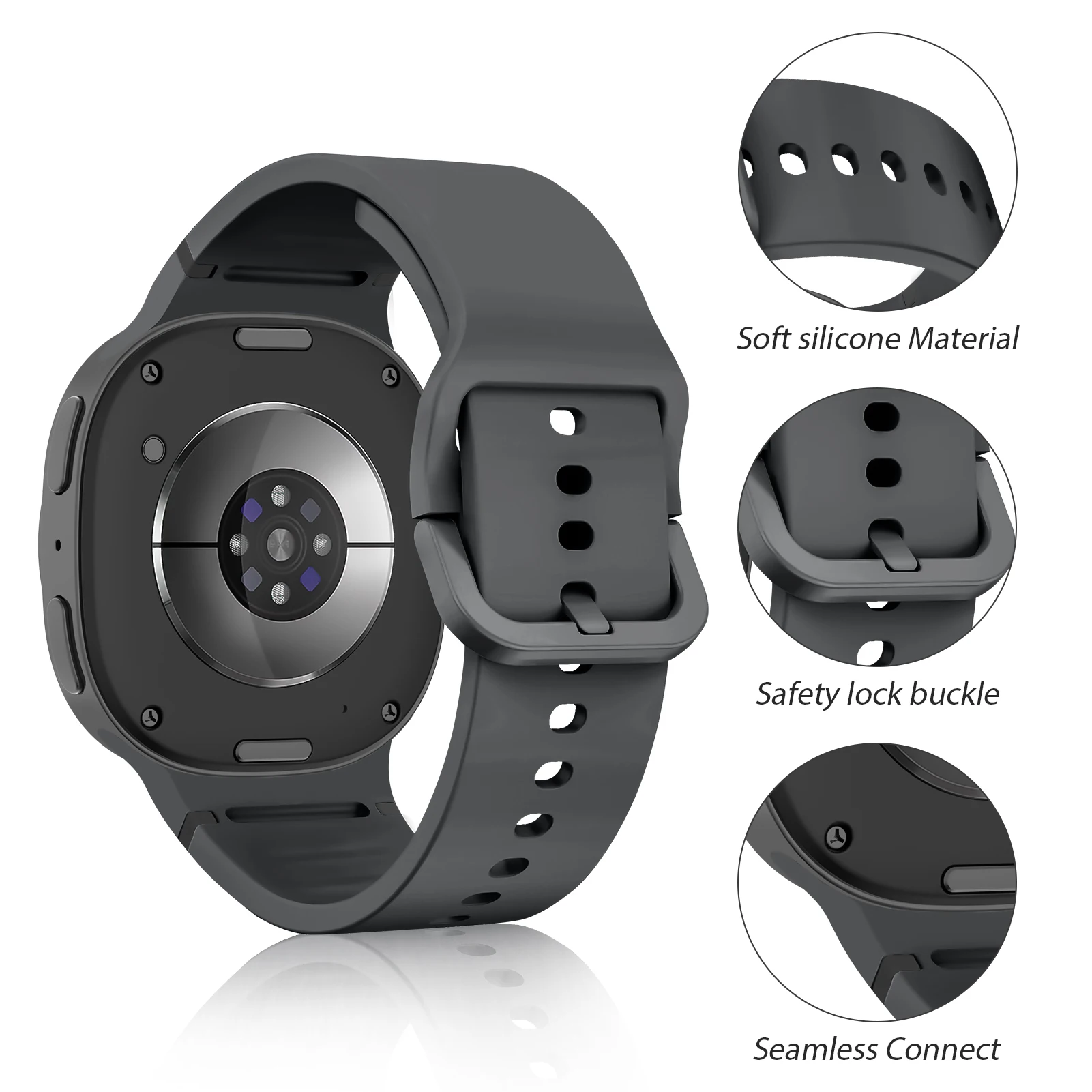Official Silicone Watchband For Samsung Galaxy Watch 8 40mm 44mm 1:1 Sports Bracelet Wristband Galaxy Watch 8 Classic 46mm Belt