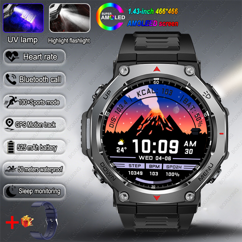 2025 NEW For HUIAWE GPS Smart Watch Men 10ATM IPX8 Waterproof Smart Watches Compass Altimeter Barometric 1.43'' AMOLED Bracelet