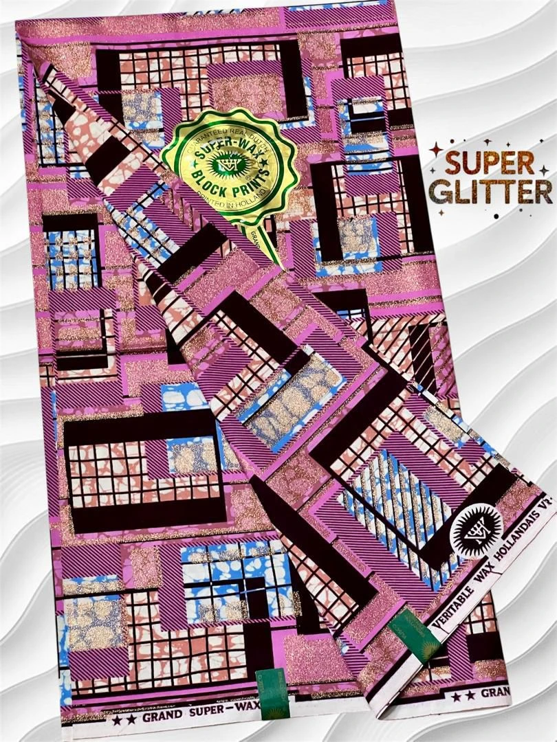 Shine Like Royalty: Original Super Glitter Grand Super Wax – Elite Atamfa Turmi for Stunning Dashiki & High-Fashion African Outfits