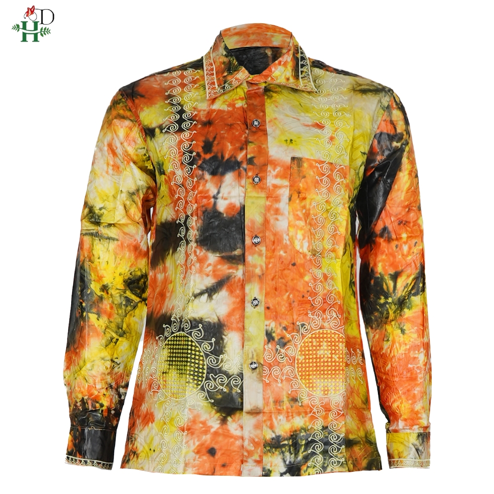 H&D African Mens Clothing Traditional Ankara Dashiki Men Shirt Embroidery Shirt Fashion Print Bazin Blue 2024