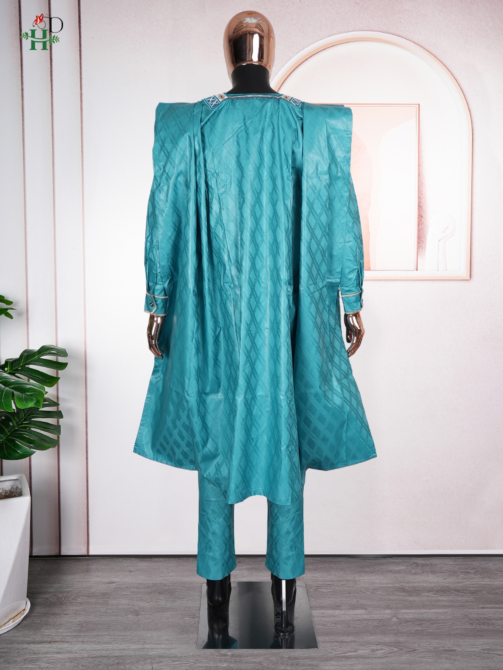 African Traditional Wear Formal Attire Bazin Riche Dashiki Thobe Green 3PCS Shirt Pant Robe Suit Agbada Men's Wedding Party 2025