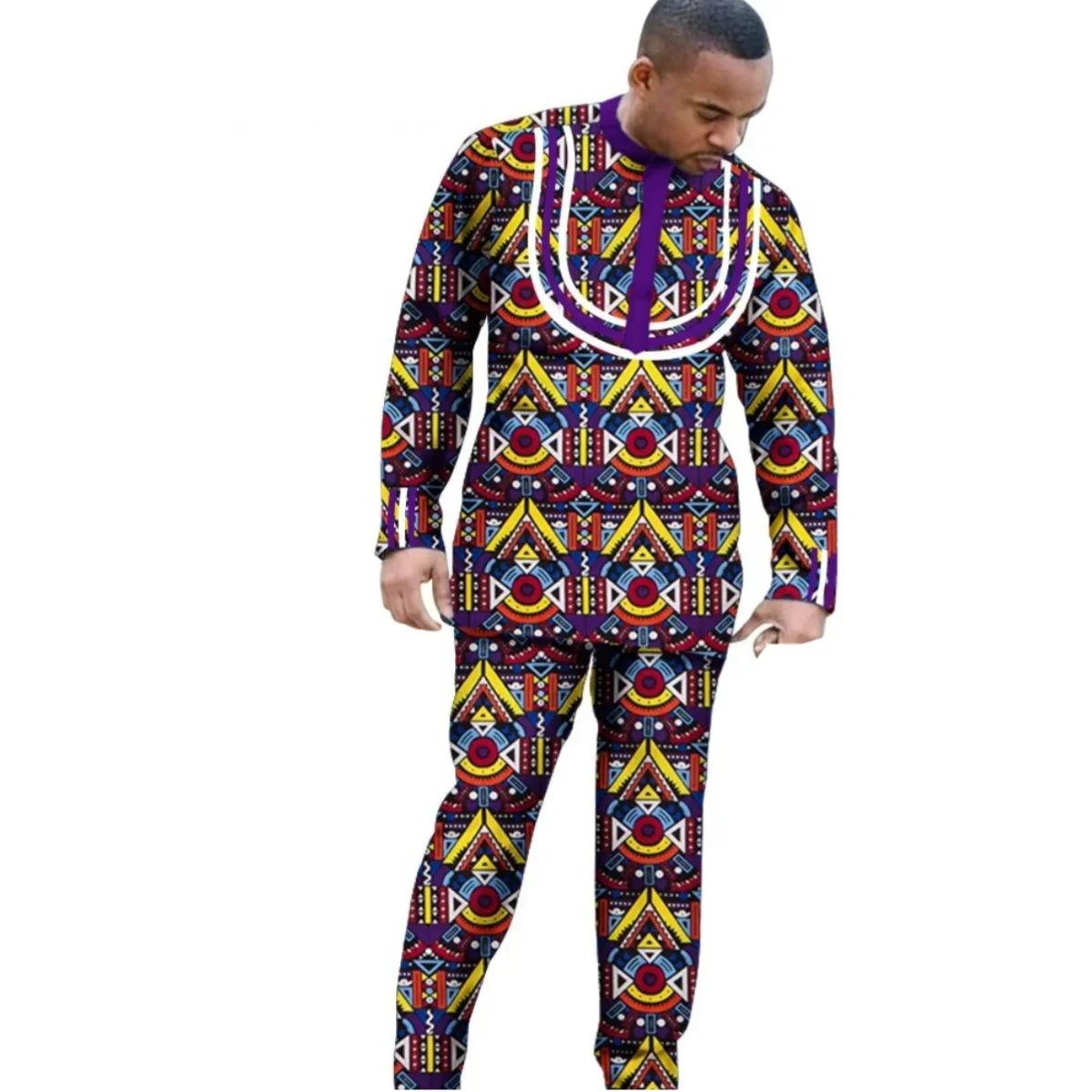 African Parent-child Clothing Long Sleeve Slim Fits Dashiki Outfits for Father Boys Fashion Men African Clothes Sets Wyq340