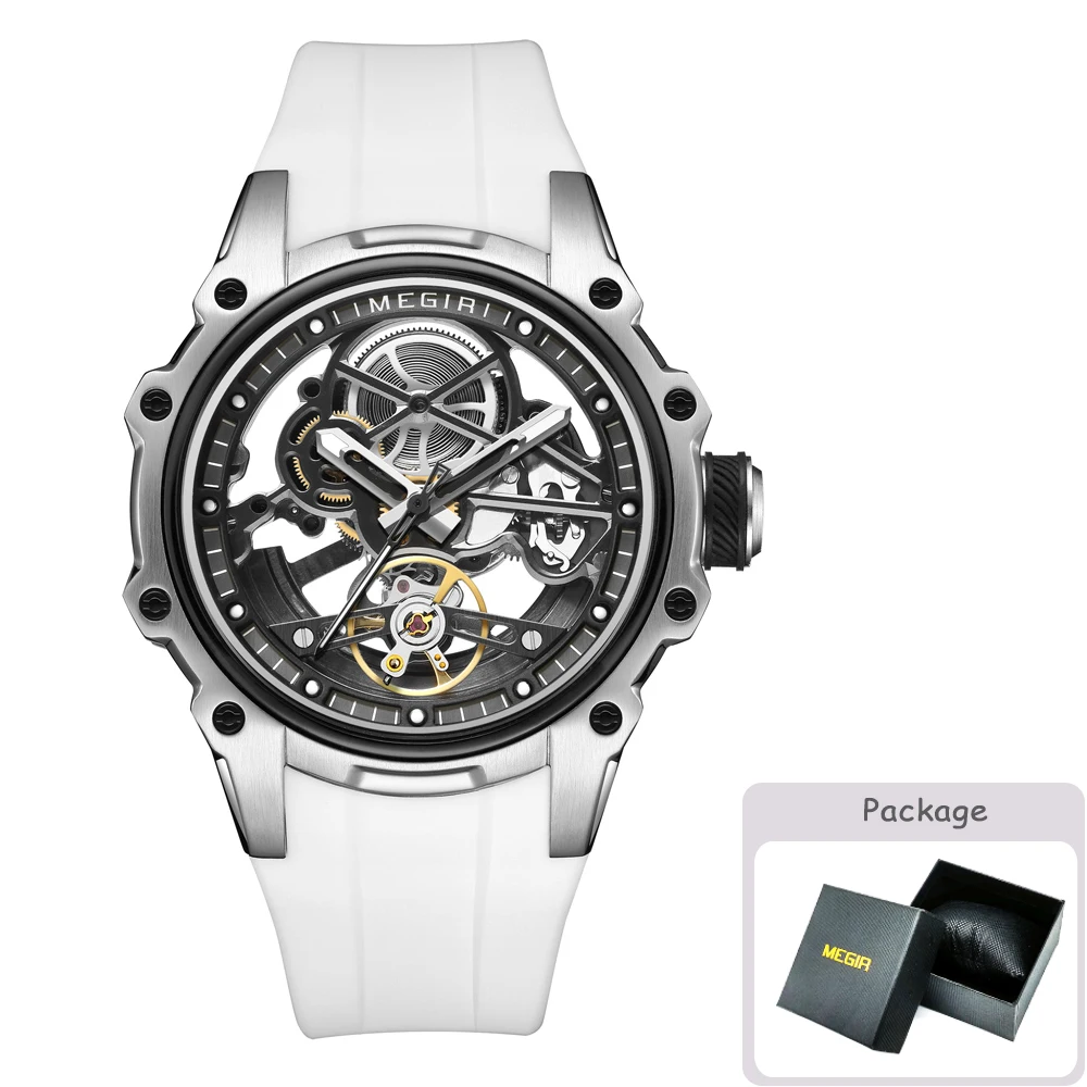 MEGIR Automatic Mechanical Luxury Watch Men Top Brand Stainless Steel 43mm Dial Watch Luminous Waterproof Men's Wristwatch