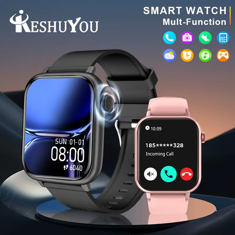 KESHUYOU 2025 New Smart Watch Bluetooth Talk Heart Rate Monitor Sports Health IP68 Waterproof Men Women smartwatch Holiday Gifts