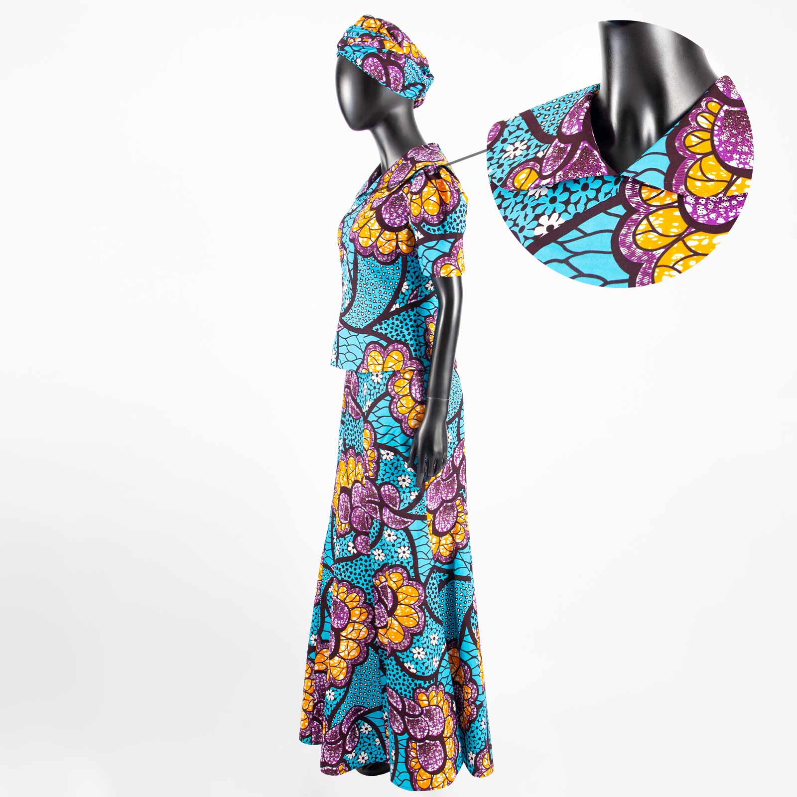 African Women Set Ankara Print Traditional Doll Collar Top and Skirts Match Headscarf Bazin Riche Dashiki Lady Outfits Y2326003