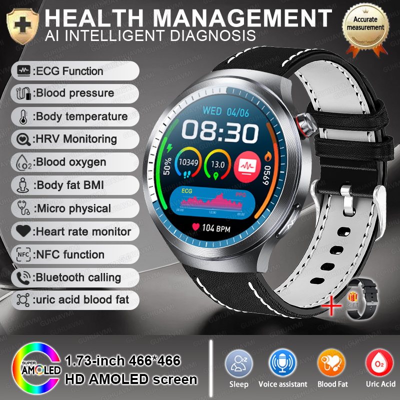 2025 New For XIAOMI Health Trackr Uric Acid Blood lipids Smart Watch Blood Pressure ECG+PPG Clock Body Analysis Smartwatchs Men