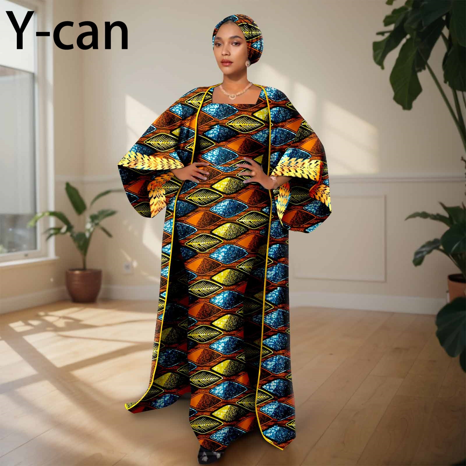 African Clothing for Women Female Suit Set Long Coat and Sleeveless Dress With Headscarf for Lady Traditional Outfits 2426029