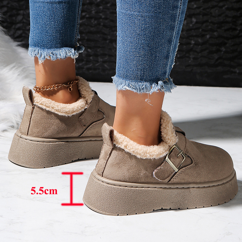 Autumn Winter Thick Sole Plush Snow Boots Women Comfy Warm Fleece Lining Ankle Boots Woman Anti Slip Platform Cotton Shoes Mujer