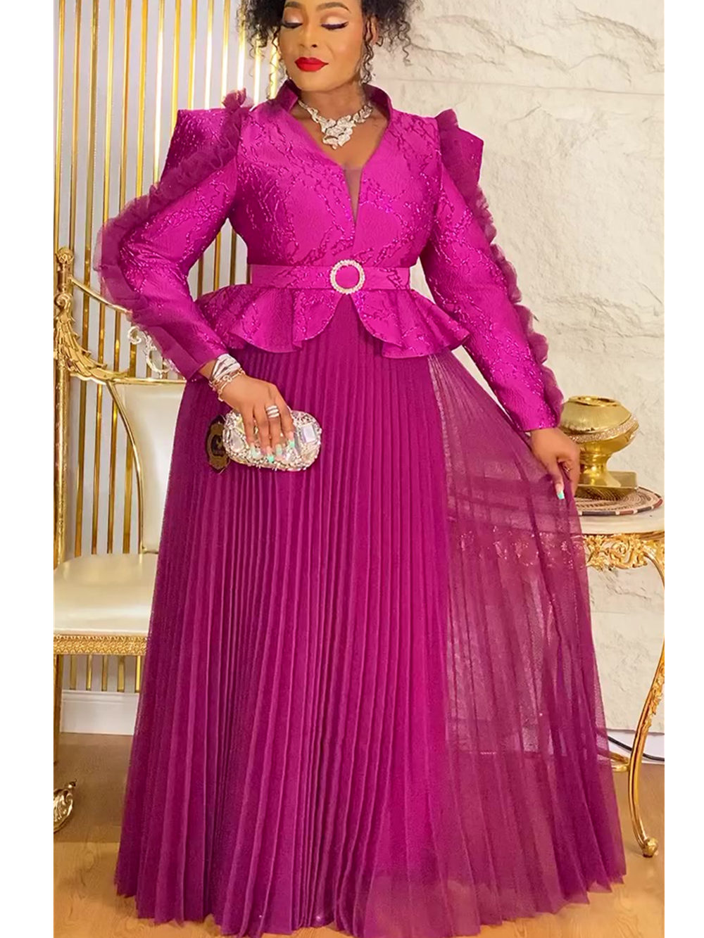 Plus Size African Party Dresses for Women Autumn Fashion Dashiki Ankara Wedding Evening Gown Elegant Turkey Muslim Maxi Dress