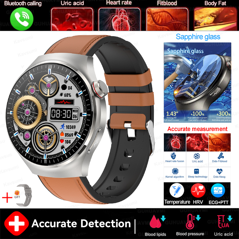 2025 New For XIAOMI Accurate Blood Lipid Uric Acid Smart Watch Men Women ECG+PPG Blood pressure Bluetooth call Health Smartwatch