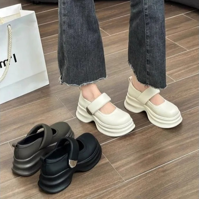 Platform Heightening Loafers Women's 2025 Spring New Retro Small Leather Shoes Versatile British Style Fashion High Heels