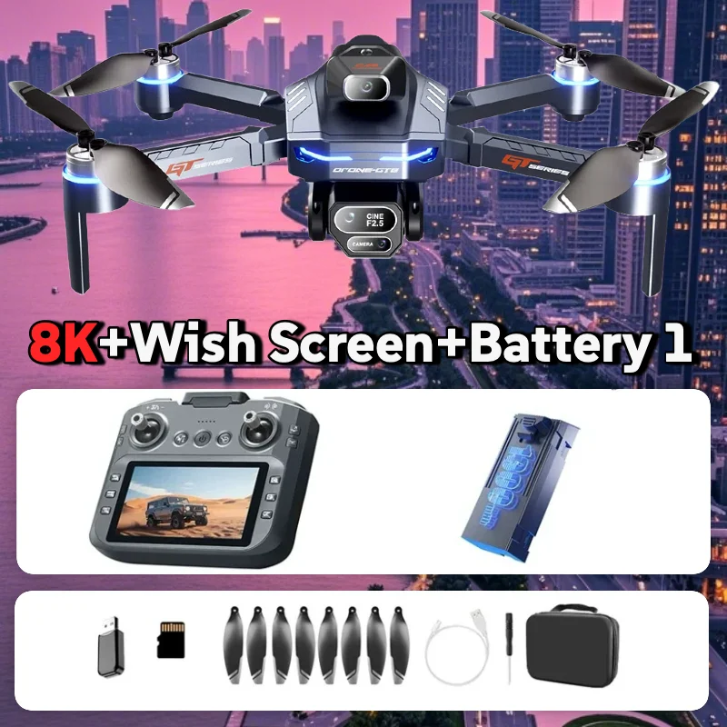 HOT For Xiaomi GT8 Drone 4K Professional Dual Camera FPV GPS Brushless Motor Optical Flow Hovering Folding Quadcopter 8K RC Dron
