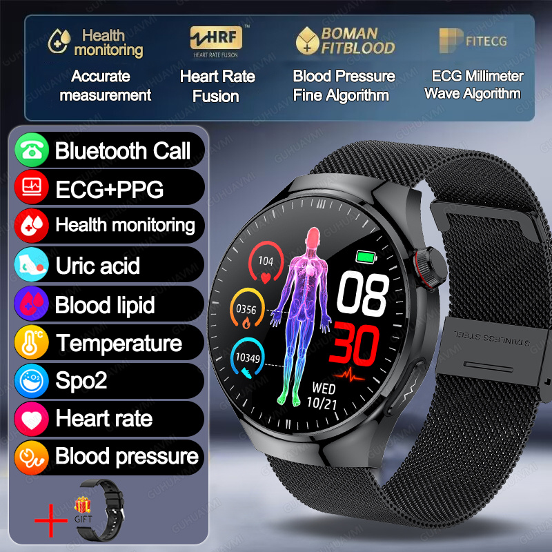 2025 New GT5 Pro Micro examination Health SmartWatch Sapphire AMOLED Screen ECG+PPG Blood fat Uric acid Organ monitor smartwatch
