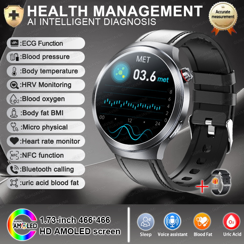 2025 New For XIAOMI Health Trackr Uric Acid Blood lipids Smart Watch Blood Pressure ECG+PPG Clock Body Analysis Smartwatchs Men