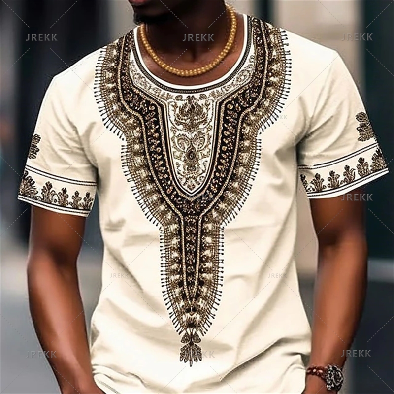 Harajuku 3D African Dashiki Tribal Print T Shirt Ethnic Patterns Graphic Tee Shirts Kid Fashion Short Sleeves Cool Mens Clothing