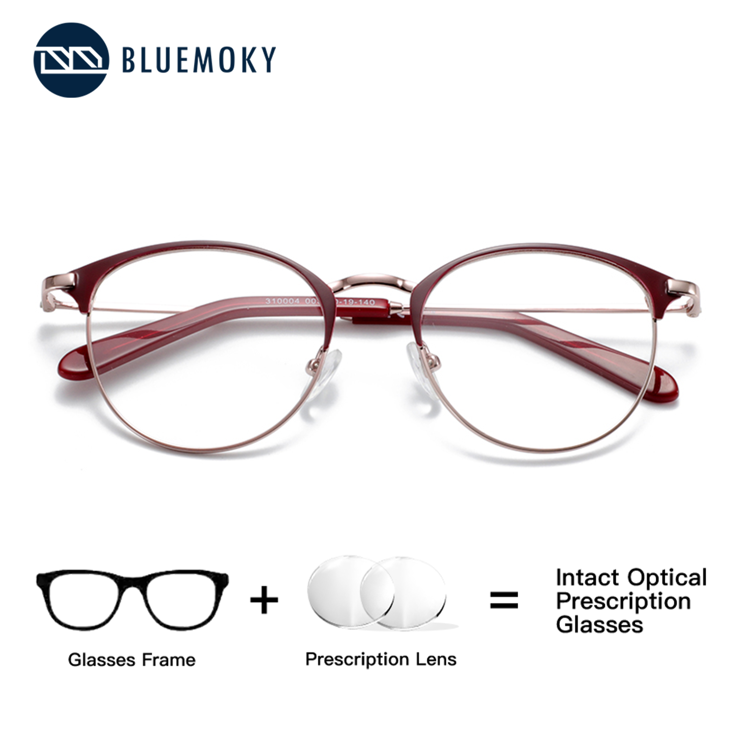 BLUEMOKY New men's and women's metal circular prescription glasses, progressive optical photochromic multifocal for myopia