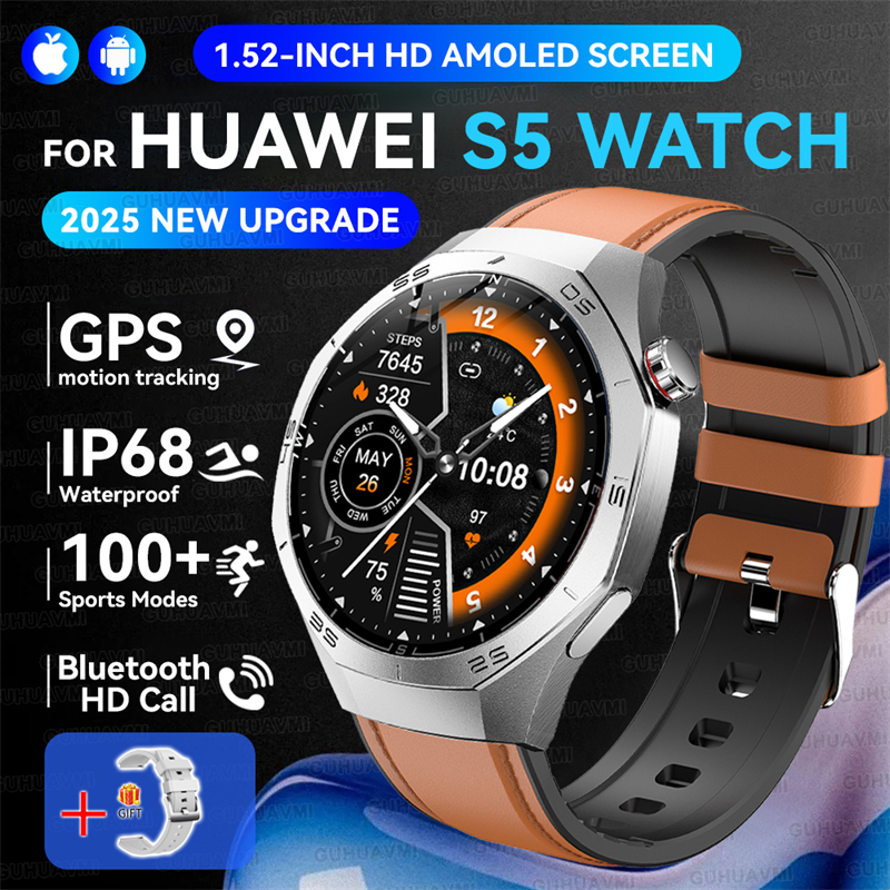 2025 New GUHUAVMI GT5 Pro Smart Watch Men HD AMOLED Screen GPS Motion trajectory HeartRate Bluetooth Call 1.52" SmartWatch IP68