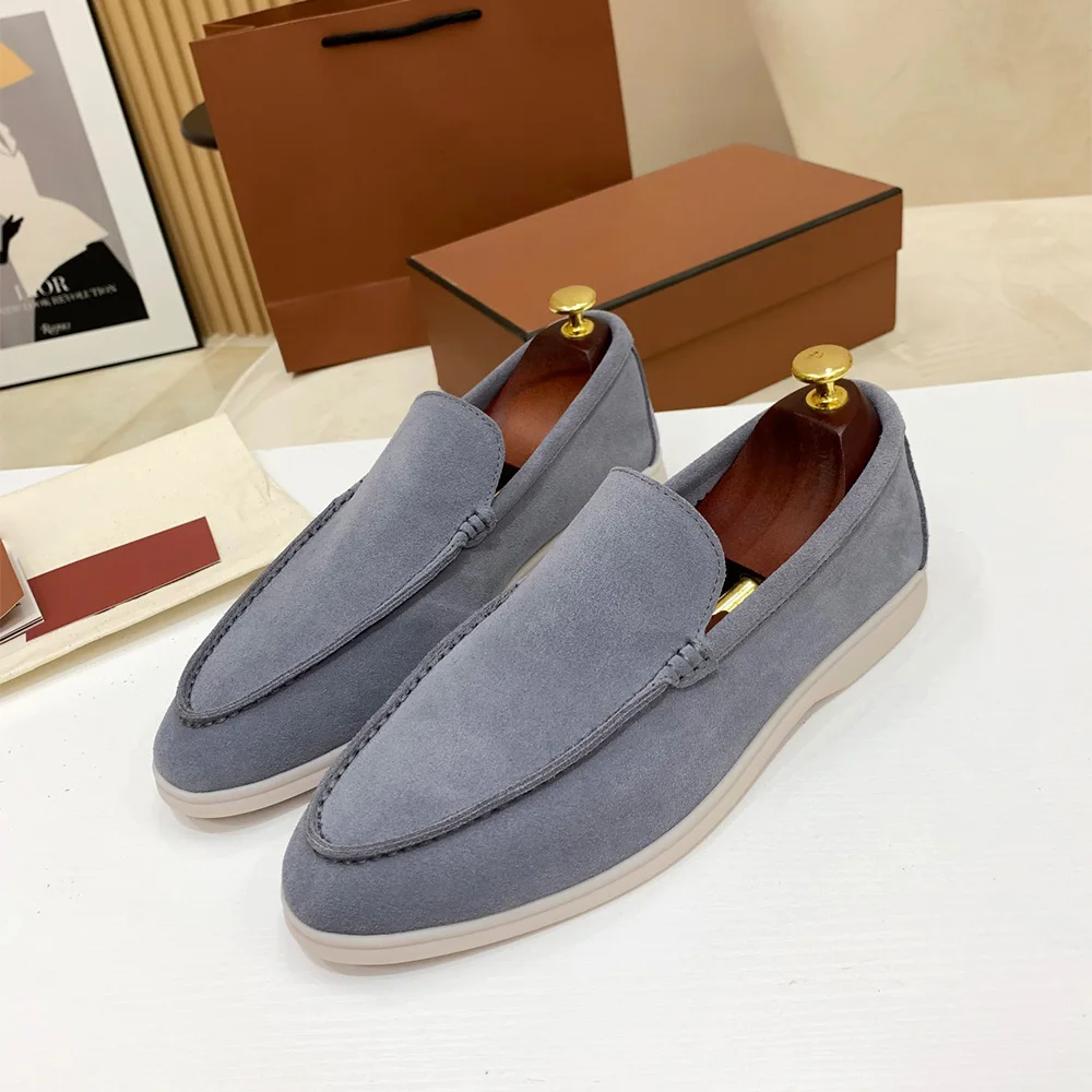 No Logo-Luxury Designer Suede Leather Men's Loafers Spring and Autumn Casual Soft Sole High Quality Cashmere Trends Flat Shoes