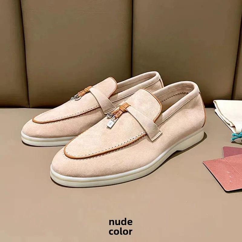 Soft Sole Piped Edge Leather Flats Women's Shoes Summer Style Sheepskin Insole Comfortable Fashionable Footwear