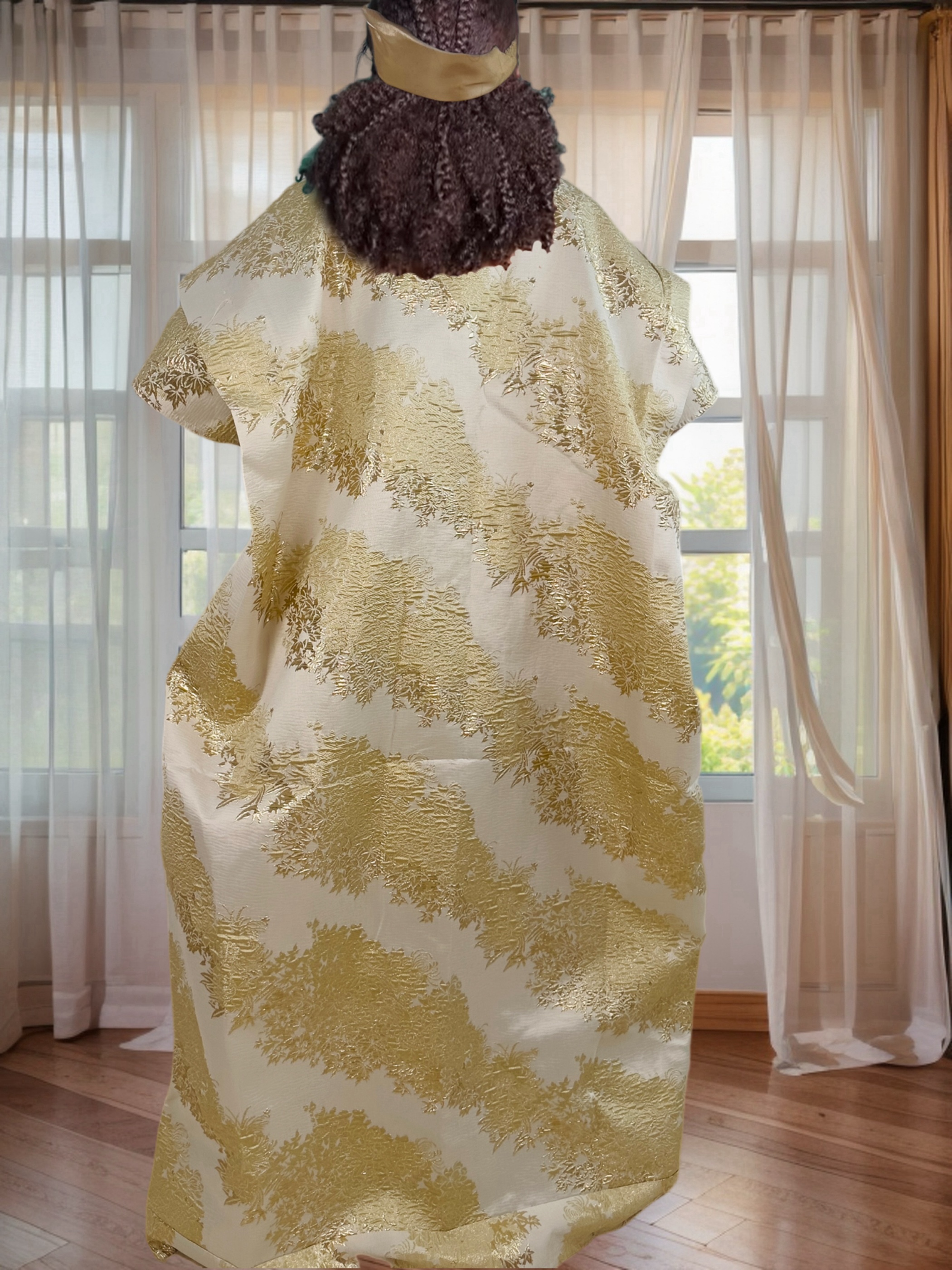 Women's Elegant Rhinestone Embellished Long Kaftan Dress Abaya Shinny Stylish Traditional African Outfit