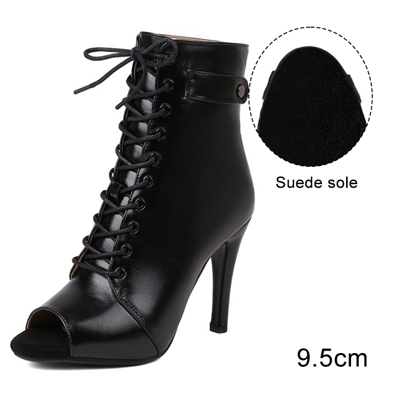 DKZSYIM Woman Latin Dance Shoes leather Party Tango Dance Booties for Women Salsa Dance Heels Ballroom Shoes Sexy Stilettos