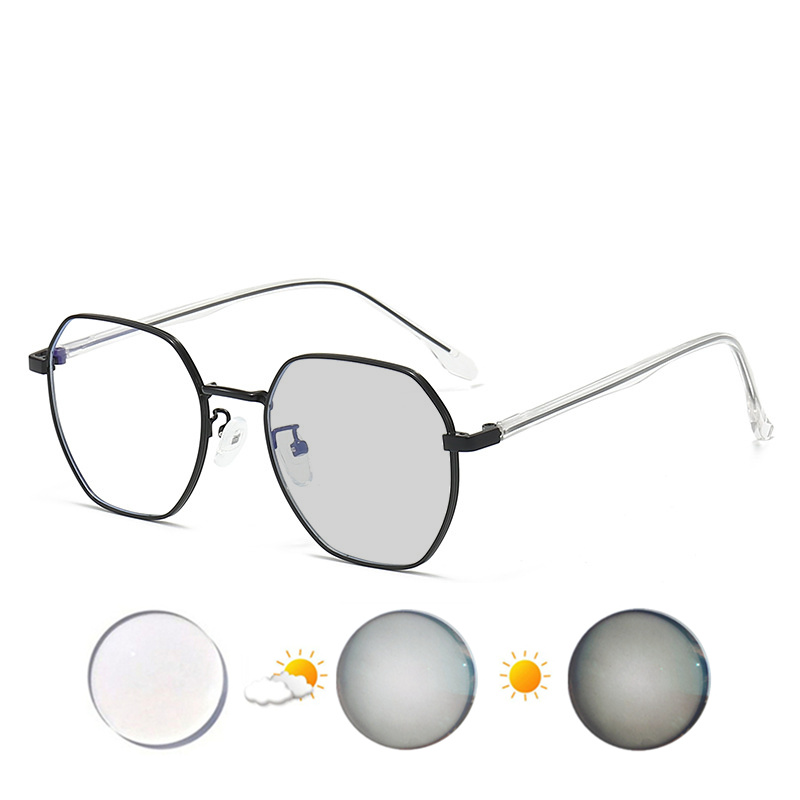 Prescription Custom Myopia Glasses Sphere -0.5 To -10 Men Women Upscale Alloy Polygonal Frame Nearsighted Spectacles F060