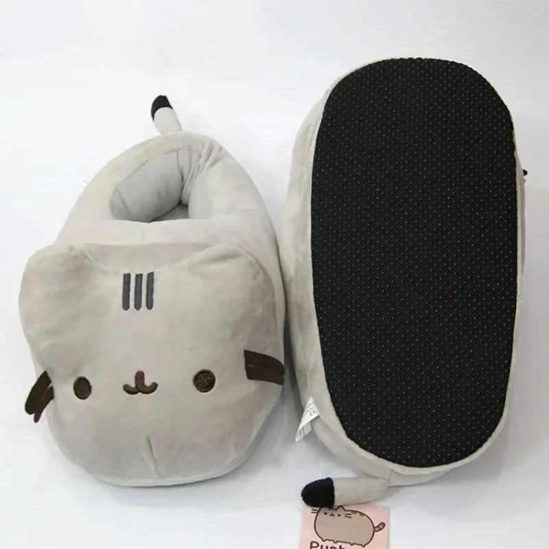 Cartoon Full Covered Cat Slippers Warm Winter Slides Soft Plush Doll Indoor Cute Anime Bedroom Shoes  Home Use
