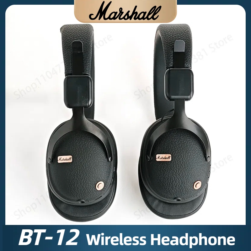 MARSHALL BT12 Wireless Headphones, Active Noise Cancellation, Hi-Fi Audio, Comfort Fit, waterproof Bluetooth Retro Music Headset