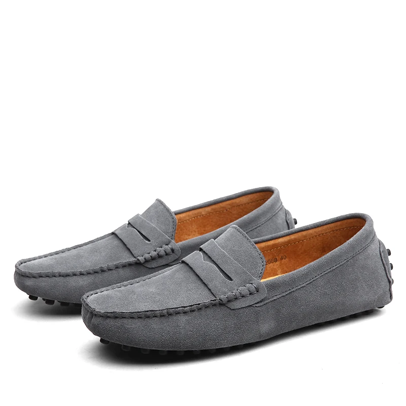 High Quality Suede Men Casual Shoes Non-slip Mens Driving Shoes Slip on Flats Loafers Leather Shoes 10 Colors Size 38-49