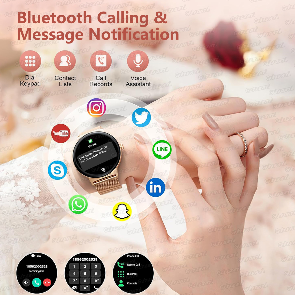 2025 New Smart Watch For Women Gift 1.43 Inch Full Touch Screen Sports Fitness Watches Bluetooth Calls Digital Smartwatch Ladies