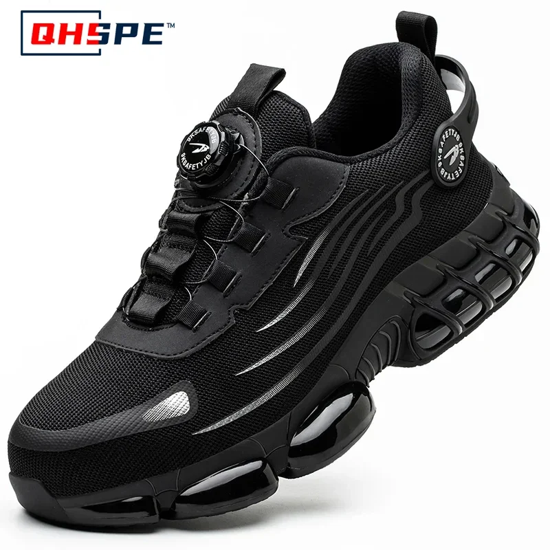 Rotating Button New Safety Shoes Men Anti-smash Anti-puncture Work Shoes Fashion Men Sport Shoes Security Protective Boots Men