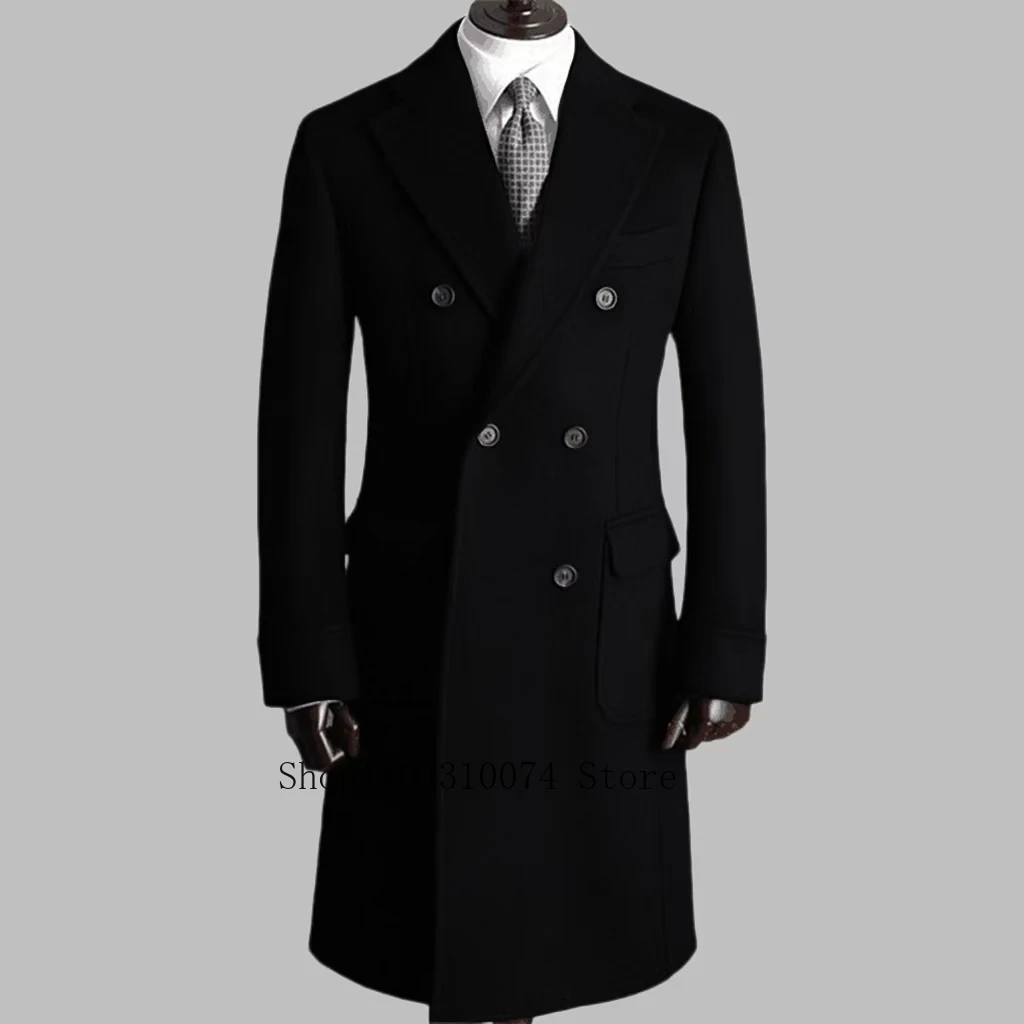 Trench Coat with Notched Lapel and Double-breasted ，comfortable Winter Jacket for Men，Double Breasted，Warm, Coat Customization