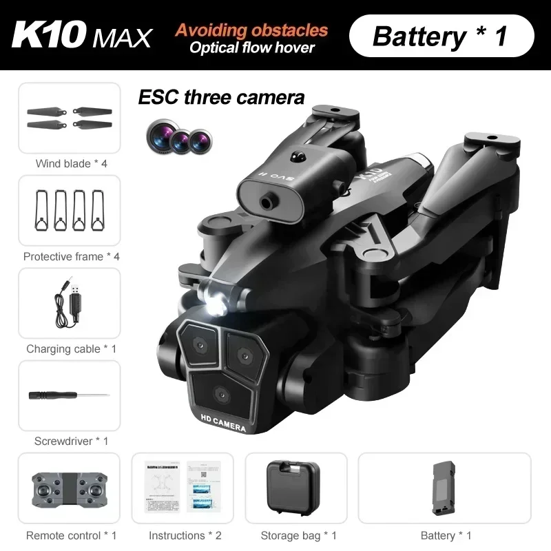 K11 MAX Drone 8K HD Foldable FPV ESC RC Tripple Camera Optical Flow Positioning Brushless Lauching Water Bombs