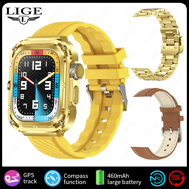 LIGE New GPS Tracker Smart Watch 460mAh Battery 2.1'' HD Screen NFC Compass Men Smartwatch Military Outdoor Sports Watches 2025